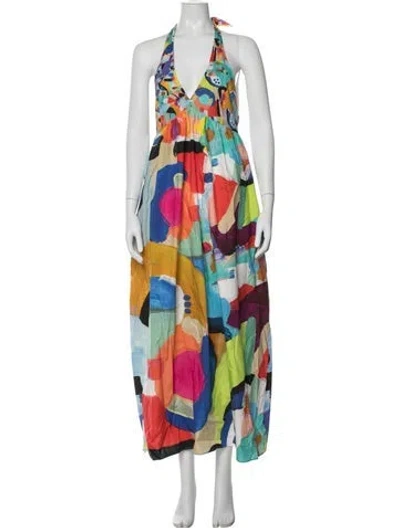 Pre-owned Sara Roka Printed Long Dress In Multicolor