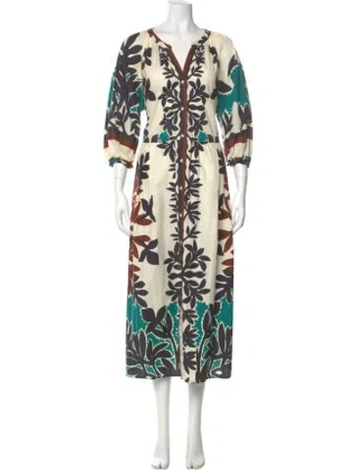 Pre-owned Sara Roka Printed Long Dress In Neutral