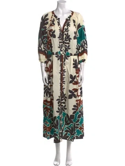 Pre-owned Sara Roka Printed Long Dress In Neutral