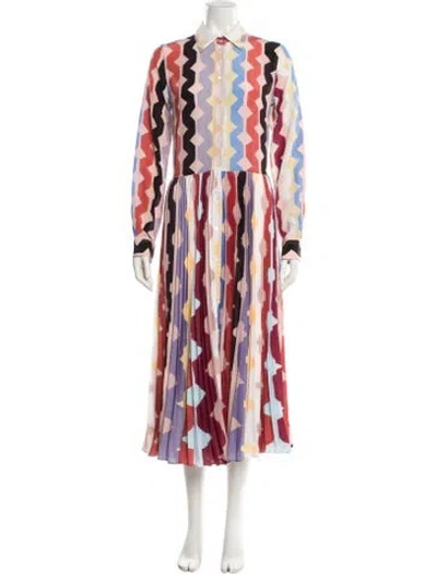Pre-owned Sara Roka Printed Long Dress In Pink