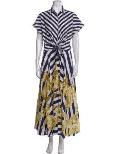 Pre-owned Sara Roka Printed Long Dress In Purple