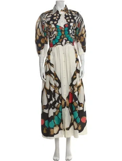 Pre-owned Sara Roka Printed Long Dress W/ Tags In Black