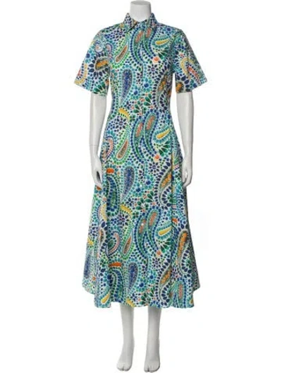 Pre-owned Sara Roka Printed Long Dress W/ Tags In Blue