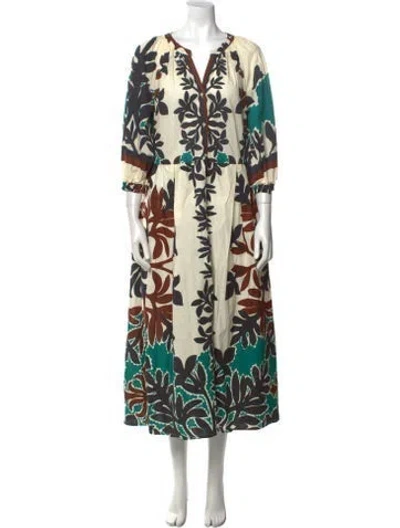 Pre-owned Sara Roka Printed Long Dress W/ Tags In Neutral