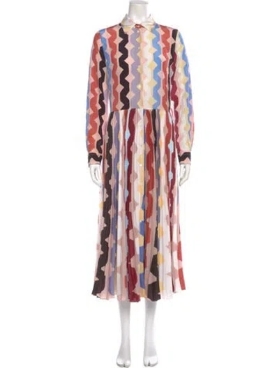 Pre-owned Sara Roka Printed Midi Length Dress In Pink