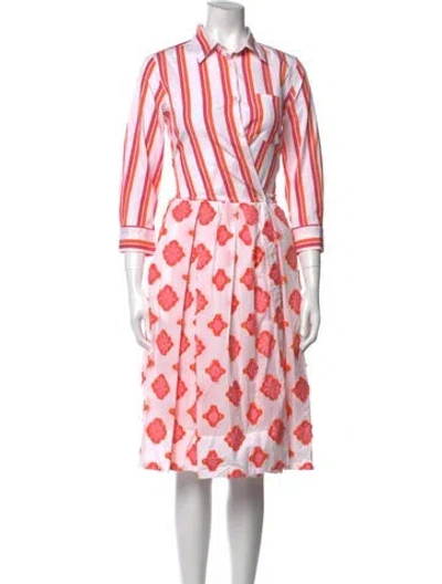 Pre-owned Sara Roka Printed Midi Length Dress In Pink