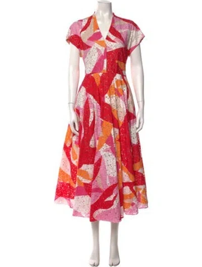 Pre-owned Sara Roka Printed Midi Length Dress W/ Tags In Multi