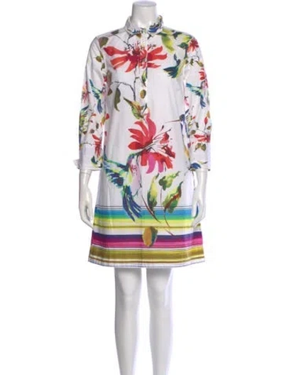 Pre-owned Sara Roka Printed Mini Dress In White