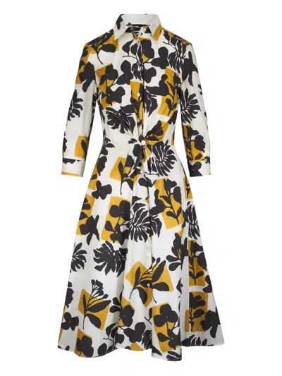 Sara Roka Printed Shirt Dress In White