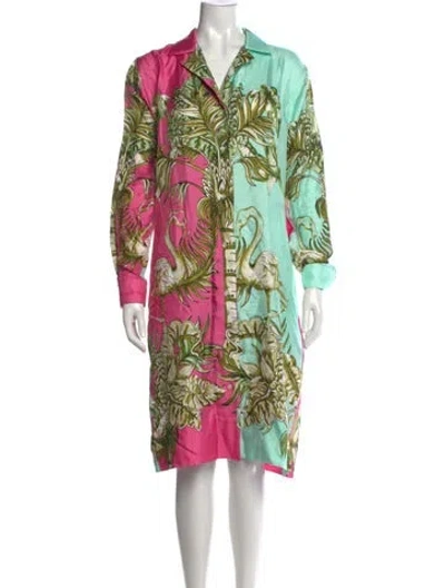 Pre-owned Sara Roka Silk Knee-length Dress In Green