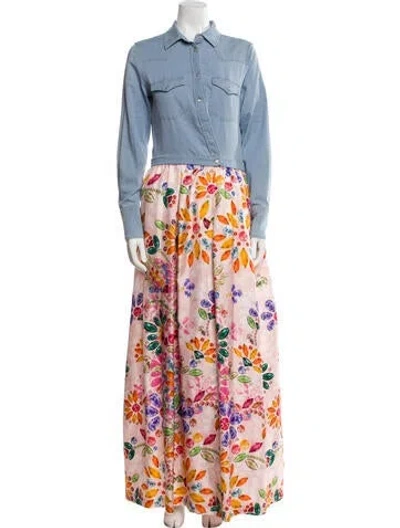 Pre-owned Sara Roka Silk Long Dress In Blue