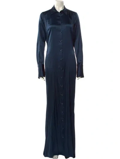 Pre-owned Sara Roka Silk Long Dress In Blue