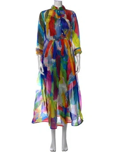 Pre-owned Sara Roka Silk Long Dress In Blue
