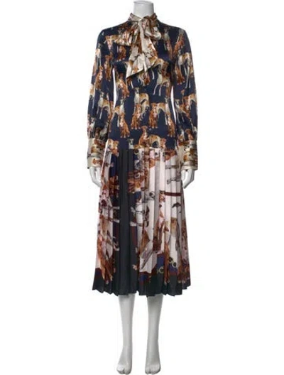 Pre-owned Sara Roka Silk Long Dress In Blue