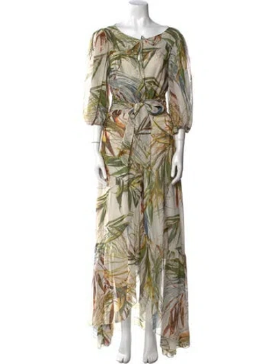 Pre-owned Sara Roka Silk Long Dress In Green