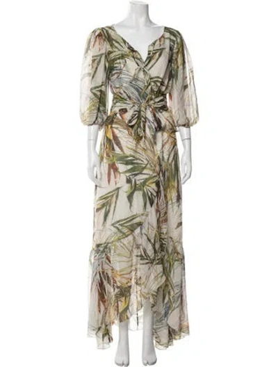 Pre-owned Sara Roka Silk Long Dress In Green