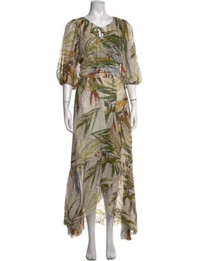 Pre-owned Sara Roka Silk Long Dress In Green