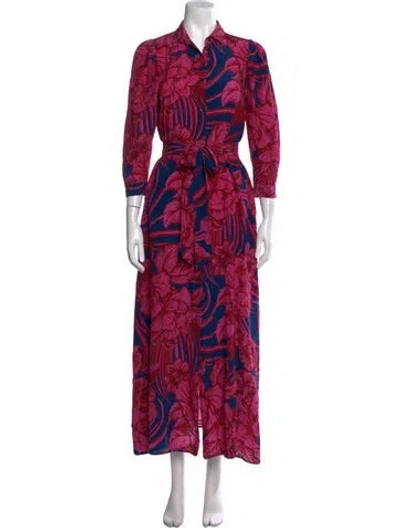 Pre-owned Sara Roka Silk Long Dress In Pink