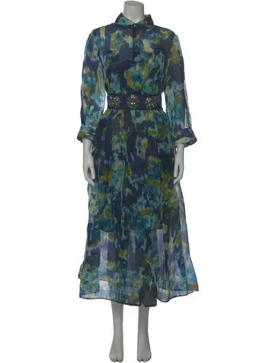Pre-owned Sara Roka Silk Long Dress W/ Tags In Blue