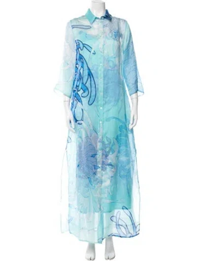 Pre-owned Sara Roka Silk Long Dress W/ Tags In Blue