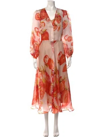 Pre-owned Sara Roka Silk Long Dress W/ Tags In Orange