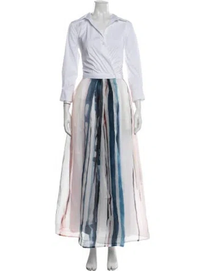 Pre-owned Sara Roka Silk Long Dress In White
