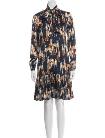 Pre-owned Sara Roka Silk Mini Dress In Blue