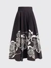 Sara Roka Midi Skirt With Floral Print In Black