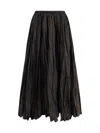 Sara Roka Crinkle-effect Design Pleated Midi Skirt In Black