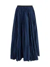 Sara Roka Crinkle-effect Design Pleated Midi Skirt In Blue