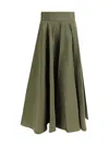 Sara Roka High-waisted Flared Skirt In Green