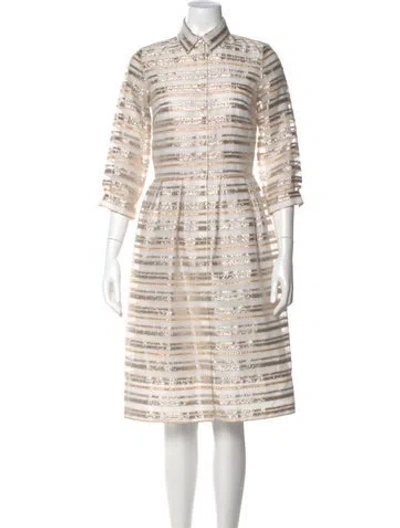 Pre-owned Sara Roka Striped Knee-length Dress In Neutral