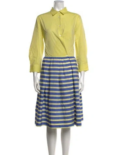 Pre-owned Sara Roka Striped Knee-length Dress In Yellow
