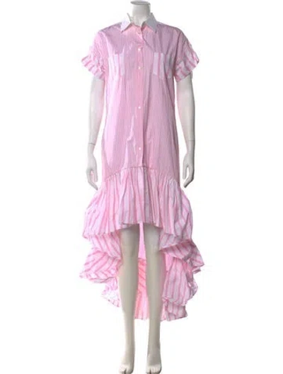 Pre-owned Sara Roka Striped Long Dress In Pink