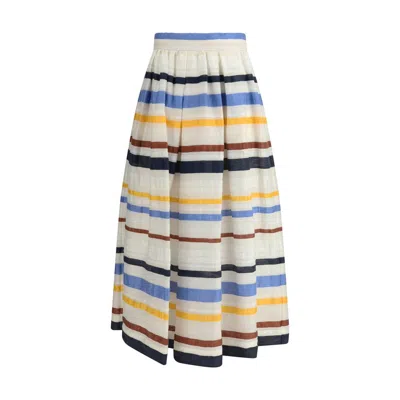 SARA ROKA STRIPED LONG SKIRT