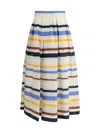 Sara Roka Striped Long Skirt In Fluid Linen Stripes