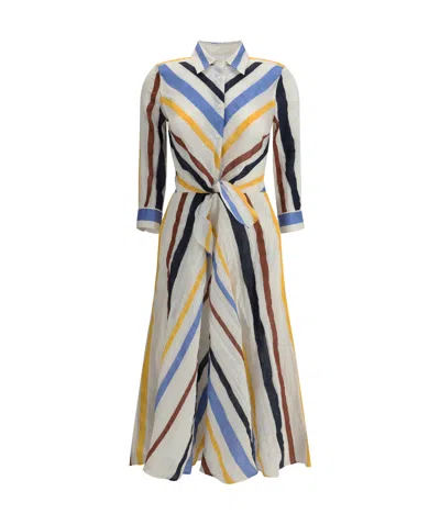 Sara Roka Striped Midi Dress In Multicolor