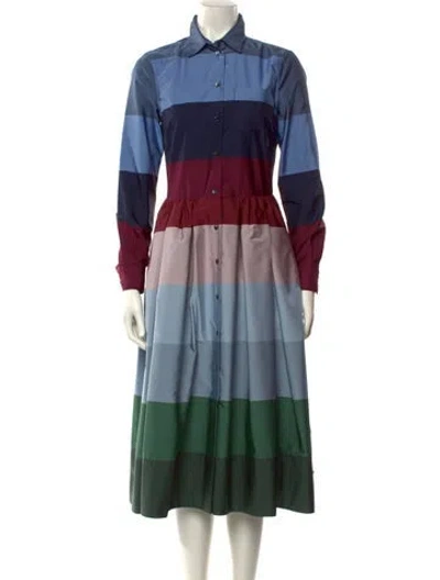 Pre-owned Sara Roka Striped Midi Length Dress In Blue