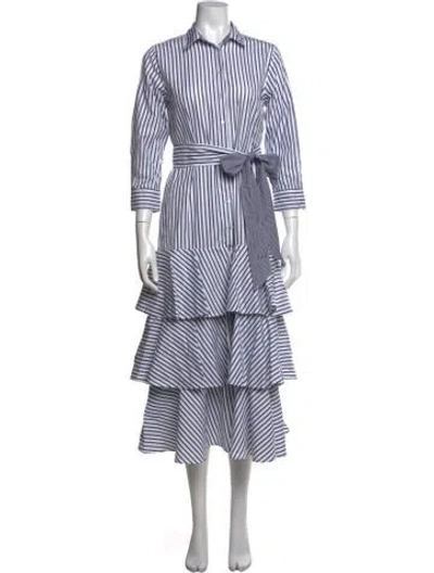 Pre-owned Sara Roka Striped Midi Length Dress In Blue