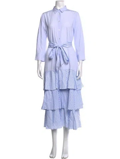 Pre-owned Sara Roka Striped Midi Length Dress In Blue/white