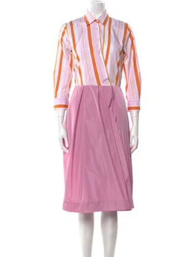 Pre-owned Sara Roka Striped Midi Length Dress In Pink