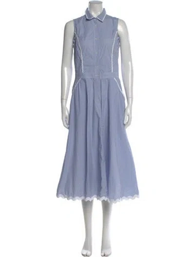Pre-owned Sara Roka Striped Midi Length Dress In White