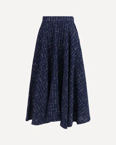 Sara Roka Tabba 85 Check-pattern Flared Skirt In Blue