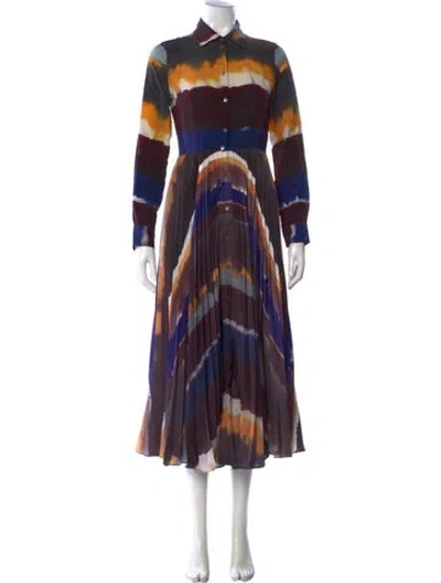 Pre-owned Sara Roka Tie-dye Print Midi Length Dress In Purple