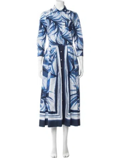 Pre-owned Sara Roka Tie-dye Print Midi Length Dress W/ Tags In Blue