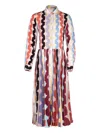 Sara Roka Toska Pleated Zigzag Print Dress In Multi