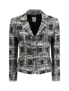 Sara Roka Abstract-check Button Jacket In Black