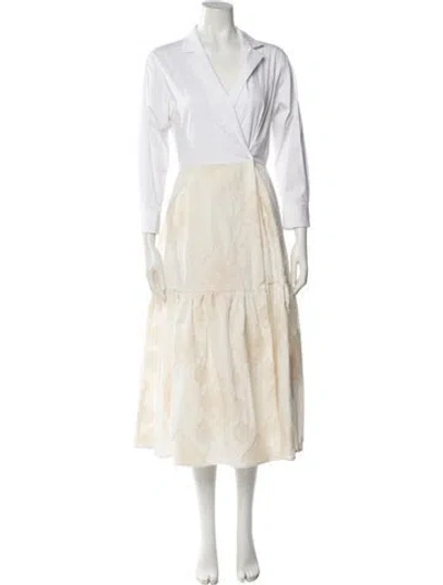 Pre-owned Sara Roka V-neck Long Dress In Neutral