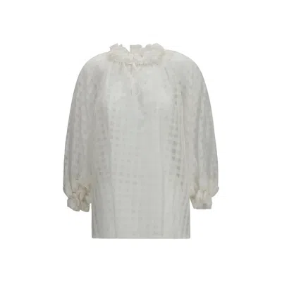 Sara Roka White Cotton Pattern Women's Shirt