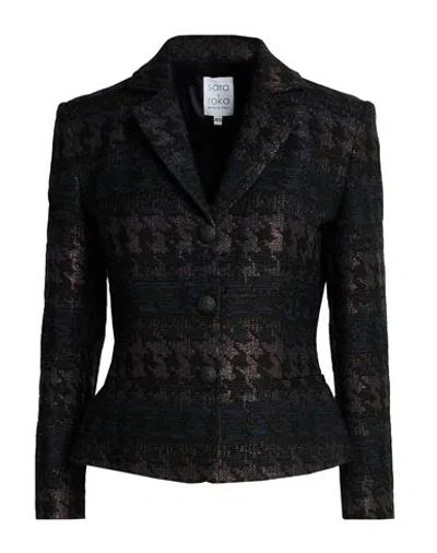 Sara Roka Woman Blazer Black Size 4 Cotton, Acrylic, Wool, Polyamide, Polyester